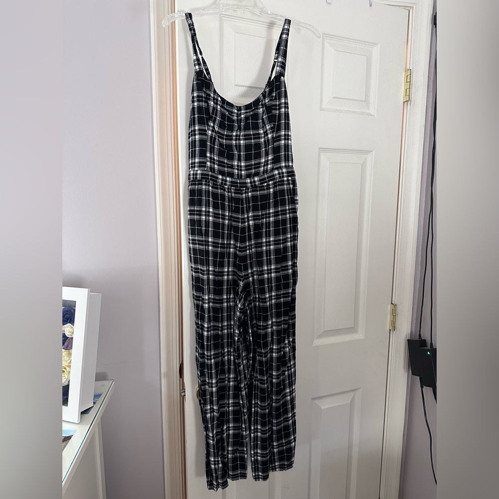 hollister plaid jumpsuit
